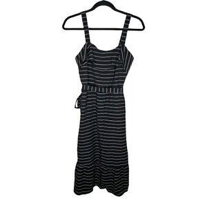 Banana Republic Factory Dress Size 0 Women's Sleeveless Tie Waist Striped Midi